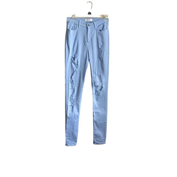 Vibrant‎ MIU Jeans Distressed Light Blue Skinny Legs High Rise Size 11 - Picture 1 of 9
